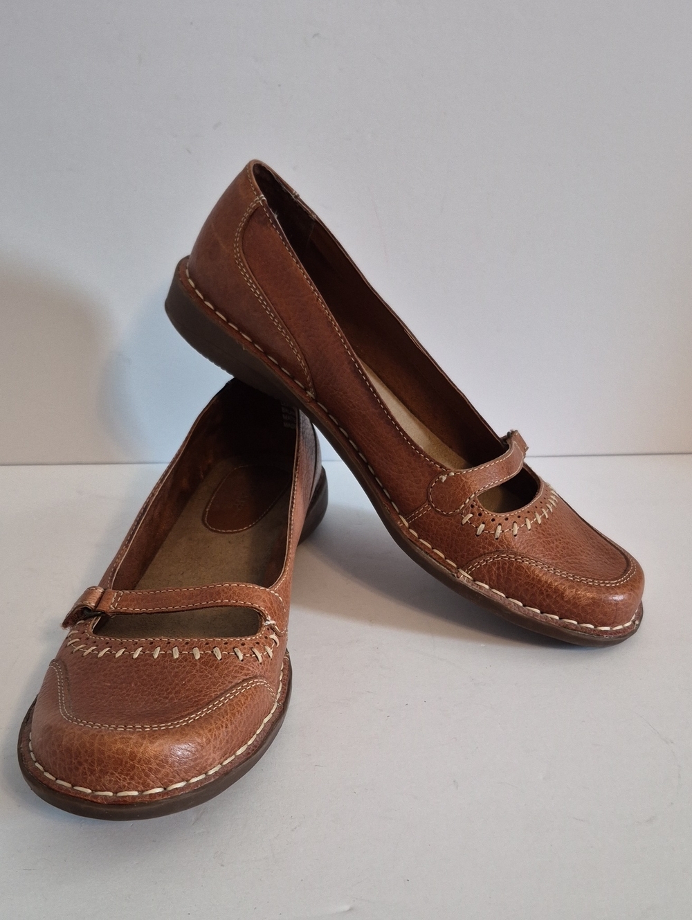 Cherokee Brown Leather Maryjane Shoes Size 8